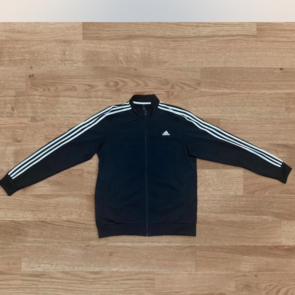 Adidas Black Bomber Jacket with Signature Stripes